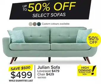 Leon's Julian sofa | loveseat | chair offer
