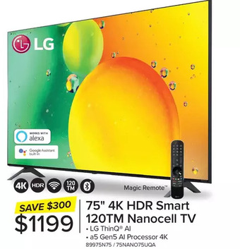 Leon's Lg 75 4k hdr smart 120tm nanocell tv offer