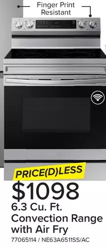 Leon's Samsung 6.3 cu. ft. convection range with air fry offer