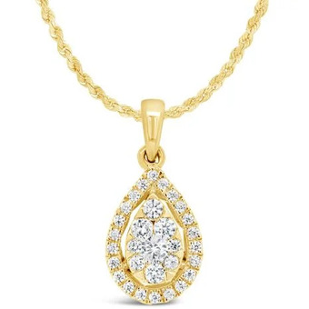 Charm Diamond 10k yellow gold 0.25ctw diamond pear shaped pendant offer