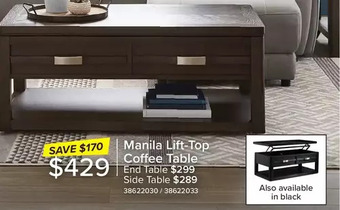 Leon's Manila lift-top coffee table | end table | side table offer