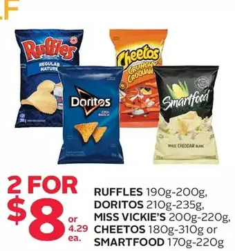 Rexall Ruffles, doritos, miss vickie's, cheetos or smartfood offer