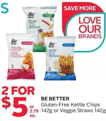 Rexall Be better gluten-free kettle chips or veggie straws offer