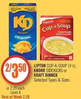 Shoppers Drug Mart Lipton cup-a-soup, knorr sidekicks or kraft dinner offer