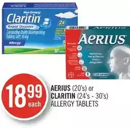Shoppers Drug Mart Aerius or claritin allergy tablets offer