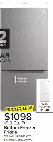 Leon's L2 by leon's 19.0 cu. ft. bottom freezer fridge offer
