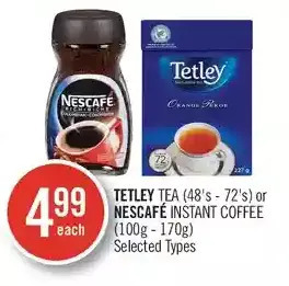 Shoppers Drug Mart Tetley tea or nescafe instant coffee offer