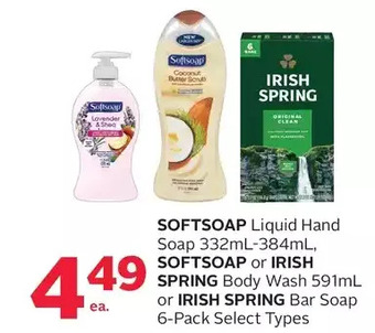 Rexall Softsoap liquid hand soap, softsoap or irish spring body wash or irish spring bar soap offer
