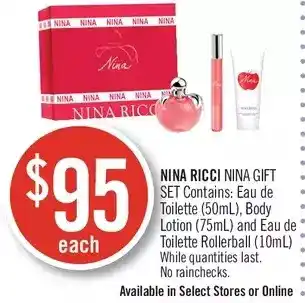 Shoppers Drug Mart Nina ricci nina gift set offer