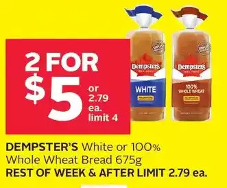 Rexall Dempster's white or 100% whole wheat bread offer