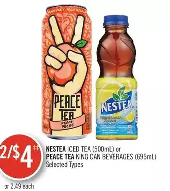 Shoppers Drug Mart Nestea iced tea or peace tea king can beverages offer