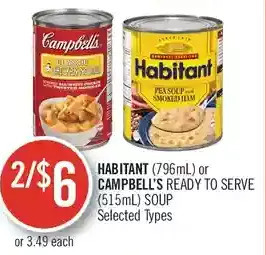 Shoppers Drug Mart Habitant or campbell's ready to serve soup offer