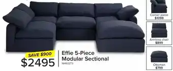 Leon's Effie 5-piece modular sectional | corner piece | armless chair | ottoman offer