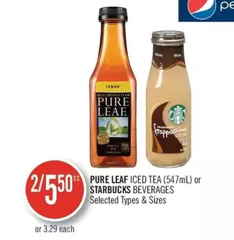 Shoppers Drug Mart Pure leaf iced tea or starbucks beverages offer