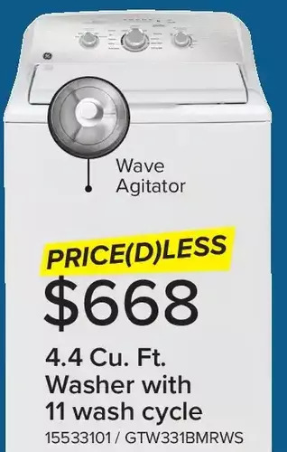Leon's Ge 4.4 cu. ft. washer with 11 wash cycle offer