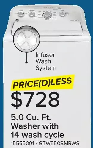 Leon's Ge 5.0 cu. ft. washer with 14 wash cycle offer