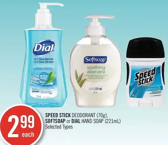 Shoppers Drug Mart Speed stick deodorant, softsoap or dial hand soap offer