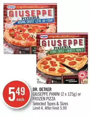 Shoppers Drug Mart Dr. oetker giuseppe panini or frozen pizza offer