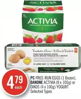 Shoppers Drug Mart Pc free-run eggs, danone activia or oikos yogurt offer
