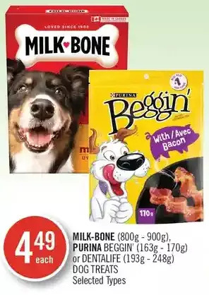 Shoppers Drug Mart Milk-bone, purina beggin' or dentalife dog treats offer