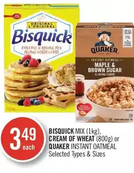Shoppers Drug Mart Bisquick mix, cream of wheat or quaker instant oatmeal offer