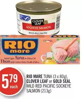 Shoppers Drug Mart Rio mare tuna, clover leaf or gold seal wild red pacific sockeye salmon offer