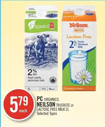 Shoppers Drug Mart Pc organics neilson trutaste or lactose free milk offer
