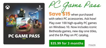 GameStop Xbox game pass for pc 3-month membership offer