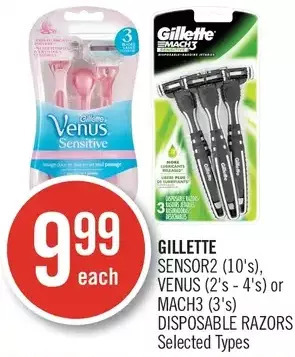 Shoppers Drug Mart Gillette sensor2, venus or mach3 disposable razors offer
