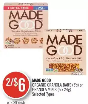 Shoppers Drug Mart Made good organic granola bars or granola minis offer