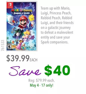 GameStop Mario + rabbids sparks of hope offer