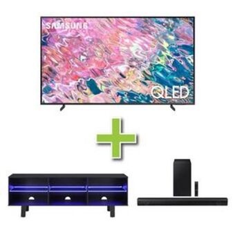 Aaron's 65 qled samsungtv w/ soundbar & tv stand offer