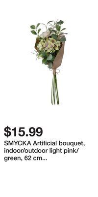 IKEA Smycka artificial bouquet, indoor/outdoor light pink/green, 62 cm (24 ½ ) offer