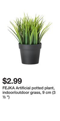 IKEA Fejka artificial potted plant, indoor/outdoor grass, 9 cm (3 ½ ) offer
