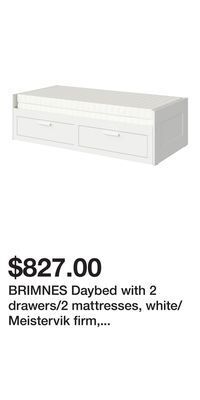 IKEA Brimnes daybed with 2 drawers/2 mattresses, white/meistervik firm, twin offer
