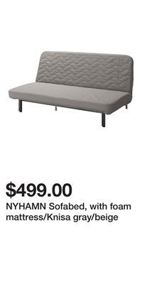 IKEA Nyhamn sofabed, with foam mattress/knisa gray/beige offer