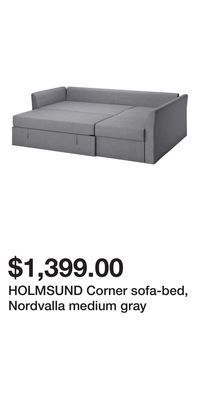 IKEA Holmsund corner sofa-bed, nordvalla medium gray offer