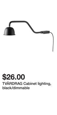 IKEA Tvärdrag cabinet lighting, black/dimmable offer