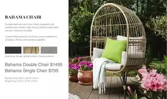 Dot Furniture Bahama double chair | single chair offer
