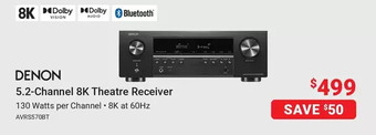 Visions Electronics Denon 5.2-channel 8k theatre receiver offer