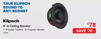 Visions Electronics Klipsch 8 in-ceiling speaker offer