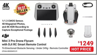 Visions Electronics Dji mini 3 pro drone flycam with dji rc smart remote control offer