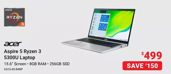 Visions Electronics Acer aspire 5 ryzen 3 5300u laptop offer