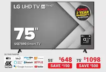 Visions Electronics Lg uhd tv ai thinq 75 uq7590 smart tv 55 | 75 offer