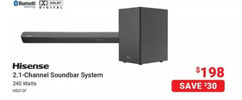 Visions Electronics Hisense 2.1-channel soundbar system offer