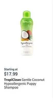 Petvalu Gentle coconut hypoallergenic puppy shampoo offer