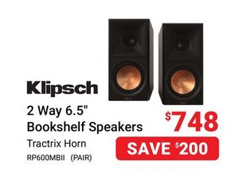 Visions Electronics Klipsch 2 way 6.5 bookshelf speakers offer