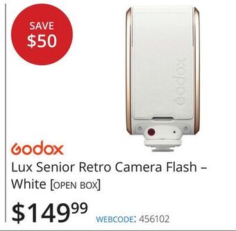 Vistek Godox lux senior retro camera flash – white [open box] offer