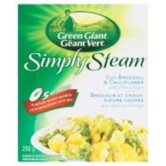 Calgary Co-op Green giant simply steam cut broccoli & cauliflower with cheese sauce offer