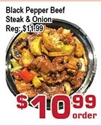 Top Food Supermarket Black pepper beef steak & onion offer